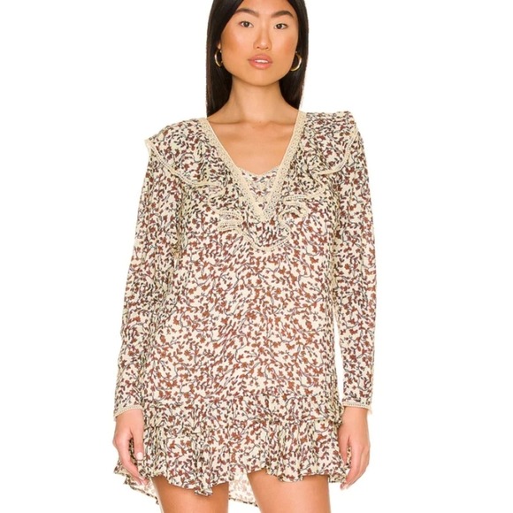 Tularosa Alicia Mini Dress Priya Camel Floral Size M - Picture 1 of 12